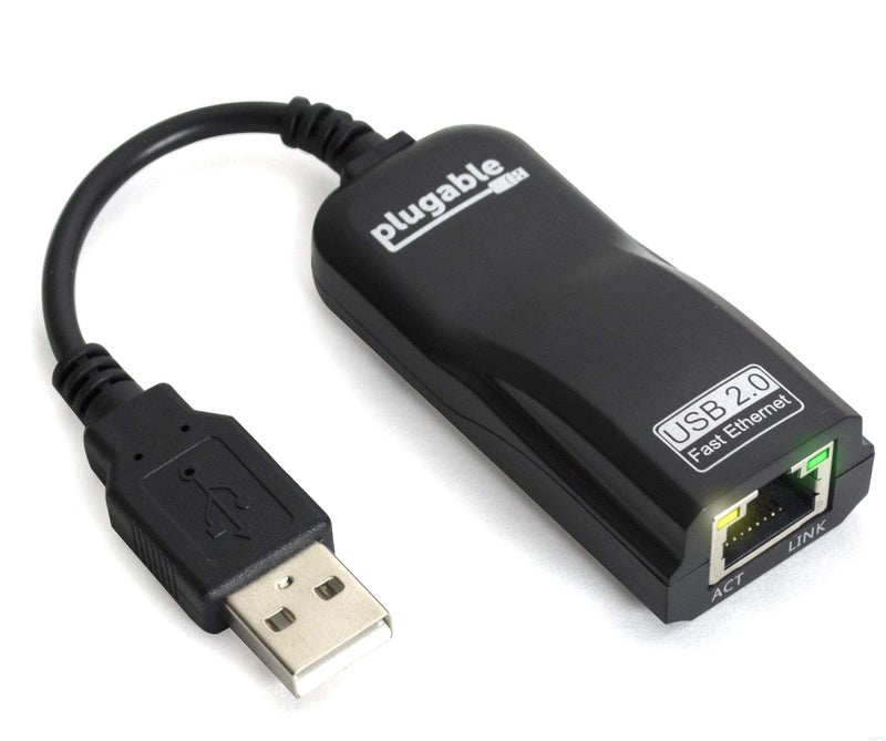 Plugable USB 2.0 to Ethernet Adapter: Fast 10/100 Mbps Wired Network Solution for Windows, Linux, Chromebook, and Nintendo Switch - Driverless Setup, Compact & Portable Design - Image 1
